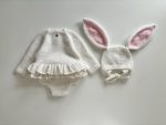 Angora Baby Romper and Bunny Bonnet Set – Ruffle Photo Props - Image 3