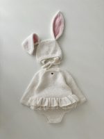 Angora Baby Romper and Bunny Bonnet Set – Ruffle Photo Props - Image 7