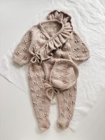 Beige Merino Baby Romper with Ruffle & Bonnet Set (6-9 Months) - Image 6