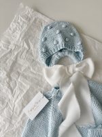 Baby Cotton Knit Romper, Bonnet and Socks Set, Photo Prop - Image 7