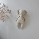 Cream Crochet Elephant Toy - Merino Wool Baby Cuddle Toy