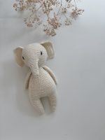 Crochet Elephant Baby Toy - Cream Merino Wool Cuddle Toy - Image 3