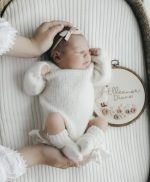 Baby Alpaca Knit Romper Set – Newborn Photo Prop, Cream Bonnet & Socks - Image 3