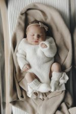 Baby Alpaca Knit Romper Set – Newborn Photo Prop, Cream Bonnet & Socks - Image 8