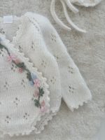 Angora Baby Romper Set – Floral Bonnet & Booties, Newborn Outfit - Image 4