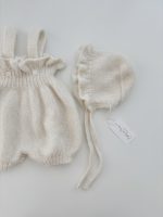 Baby Alpaca Romper and Bonnet Set – Cream Knit Outfit - Image 6
