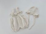 Baby Alpaca Romper and Bonnet Set – Cream Knit Outfit