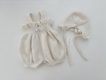 Baby Alpaca Romper and Bonnet Set – Cream Knit Outfit - Image 2