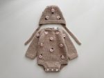 Merino Wool Baby Romper and Bonnet Set: Embroidered Newborn Outfit - Image 2