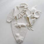 Merino Baby Romper and Bunny Bonnet Set - Knit Outfit (3-6 Months)