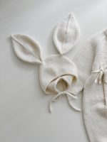 Merino Baby Romper and Bunny Bonnet Set - Knit Outfit (3-6 Months) - Image 6