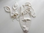 Merino Baby Romper and Bunny Bonnet Set - Knit Outfit (3-6 Months) - Image 7
