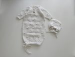 Merino Baby Romper and Bonnet Set – White Knit Photo Prop - Image 5