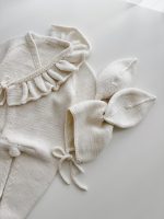 Merino Baby Romper and Bunny Bonnet Set - Knit Outfit (3-6 Months) - Image 5