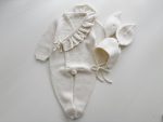 Merino Baby Romper and Bunny Bonnet Set - Knit Outfit (3-6 Months) - Image 9