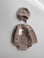Baby girl romper and bonnet with roses embroidery - Set of 2 - Photography props