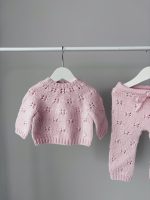 Hand Knit Merino Wool Baby Set – Pink Sweater, Pants & Elephant Toy - Image 7