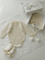 Merino Wool Baby Outfit – Popcorn Romper, Booties & Bonnet Set - Image 8