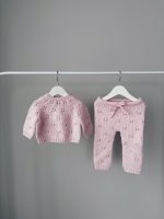 Hand Knit Merino Wool Baby Set – Pink Sweater, Pants & Elephant Toy - Image 5