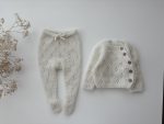 Alpaca Baby Sweater and Footed Pants Set – Cream Knit Outfit - Image 2