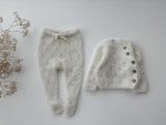Alpaca Baby Sweater and Footed Pants Set – Cream Knit Outfit - Image 4