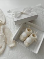 Merino Wool Baby Outfit – Popcorn Romper, Booties & Bonnet Set - Image 6