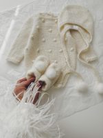 Merino Wool Baby Outfit – Popcorn Romper, Booties & Bonnet Set - Image 4