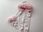 Merino Baby Romper with Genuine Fur Trim Hood & Bonnet - Image 7