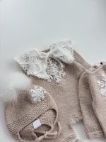 Knitted Merino Baby Romper, Bonnet, and Socks Set, Snowflake Outfit - Image 8