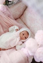 Knit Baby Alpaca Romper, Bonnet & Socks – Cream Newborn Set - Image 2