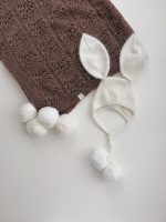 Angora Baby Bunny Romper and Bonnet – Cream Knit Outfit - Image 6