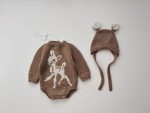 Romper and bonnet with deer - Set of 2 - Christmas outfit - Photography props - Image 7