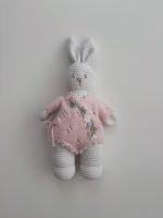 Crochet Bunny Toy - Merino Wool Cuddle Toy, Pink Outfit - Image 5