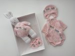 Crochet Bunny Toy - Merino Wool Cuddle Toy, Pink Outfit - Image 4