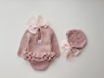 Baby Alpaca Knit Romper and Bonnet Set – Dusty Pink, Photo Prop - Image 7