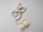 Alpaca Blend Baby Bunny Bonnet – Cream Knit Hat with Fur Pom Poms (3-6 Months) - Image 4