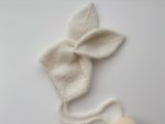 Alpaca Blend Baby Bunny Bonnet – Cream Knit Hat with Fur Pom Poms (3-6 Months) - Image 3