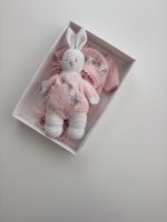 Crochet Bunny Toy - Merino Wool Cuddle Toy, Pink Outfit - Image 3