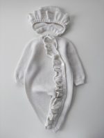 Merino Baby Romper and Bonnet Set - Ruffle Details, 3-6 Months - Image 5