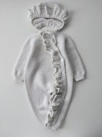 Merino Baby Romper and Bonnet Set - Ruffle Details, 3-6 Months - Image 7