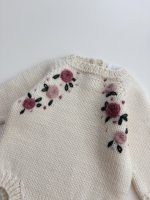 Merino Knit Baby Romper Set, Floral Bonnet & Booties - Image 9