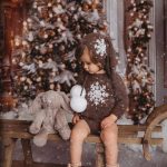 Alpaca Blend Baby Romper and Bunny Bonnet – Brown Christmas Outfit