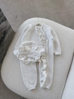 Merino Baby Romper Set – Ruffle Bonnet, Newborn Outfit - Image 9