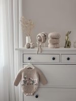 Baby Girl Alpaca Romper Set – Beige Knit Outfit with Bonnet & Booties - Image 9