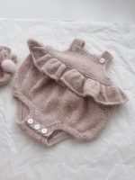 Ruffle Romper and Bunny Booties Set - Alpaca Mohair Blend, 0-3 Months - Image 6