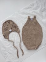 Knitted Cotton Baby Romper and Bonnet Set – 6-9 Months - Image 4