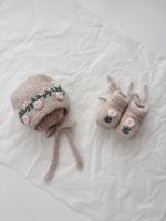Baby Girl Alpaca Romper Set – Beige Knit Outfit with Bonnet & Booties - Image 8