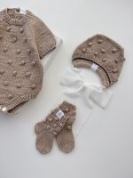 Baby Cotton Knit Romper, Bonnet and Socks Set - Image 9