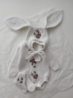 Merino Baby Romper Set, Floral Bonnet and Socks, 0-3 Months