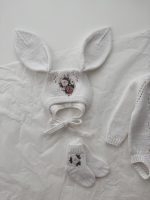 Merino Baby Romper Set, Floral Bonnet and Socks, 0-3 Months - Image 6